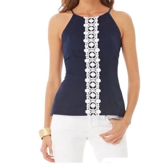 Lilly Pulitzer Tops - Lilly Pulitzer Navy Blue Top sz 6